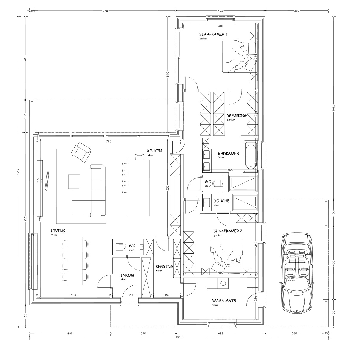 Sibomat S1 Moderne Bungalow Grondplan