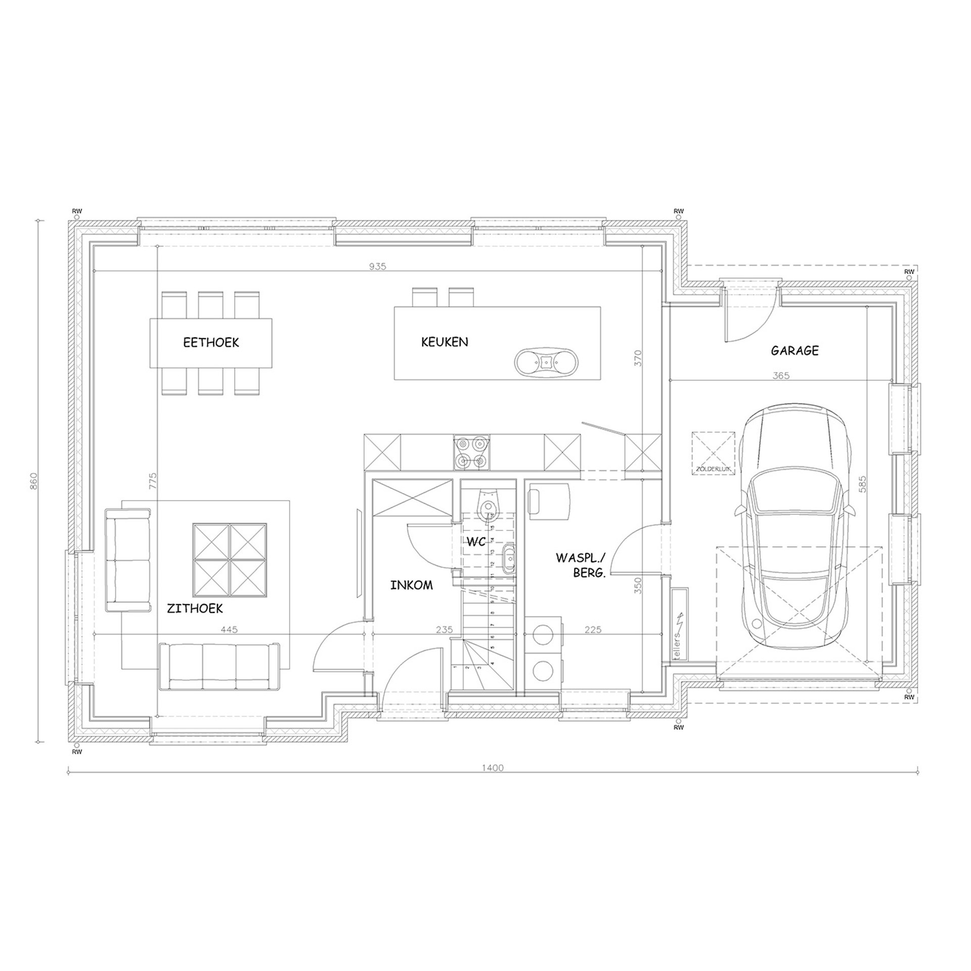 Sibomat inspiratiewoning grondplan C10 gelijkvloers
