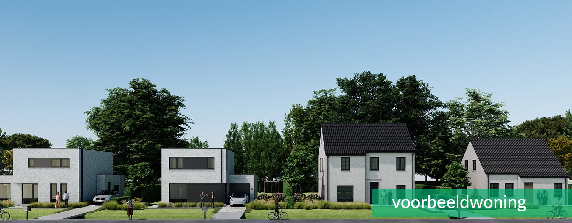 Voorbeeldwoningen project in Kampenhout: moderne en klassieke nieuwbouwwoningen in een groene straat
