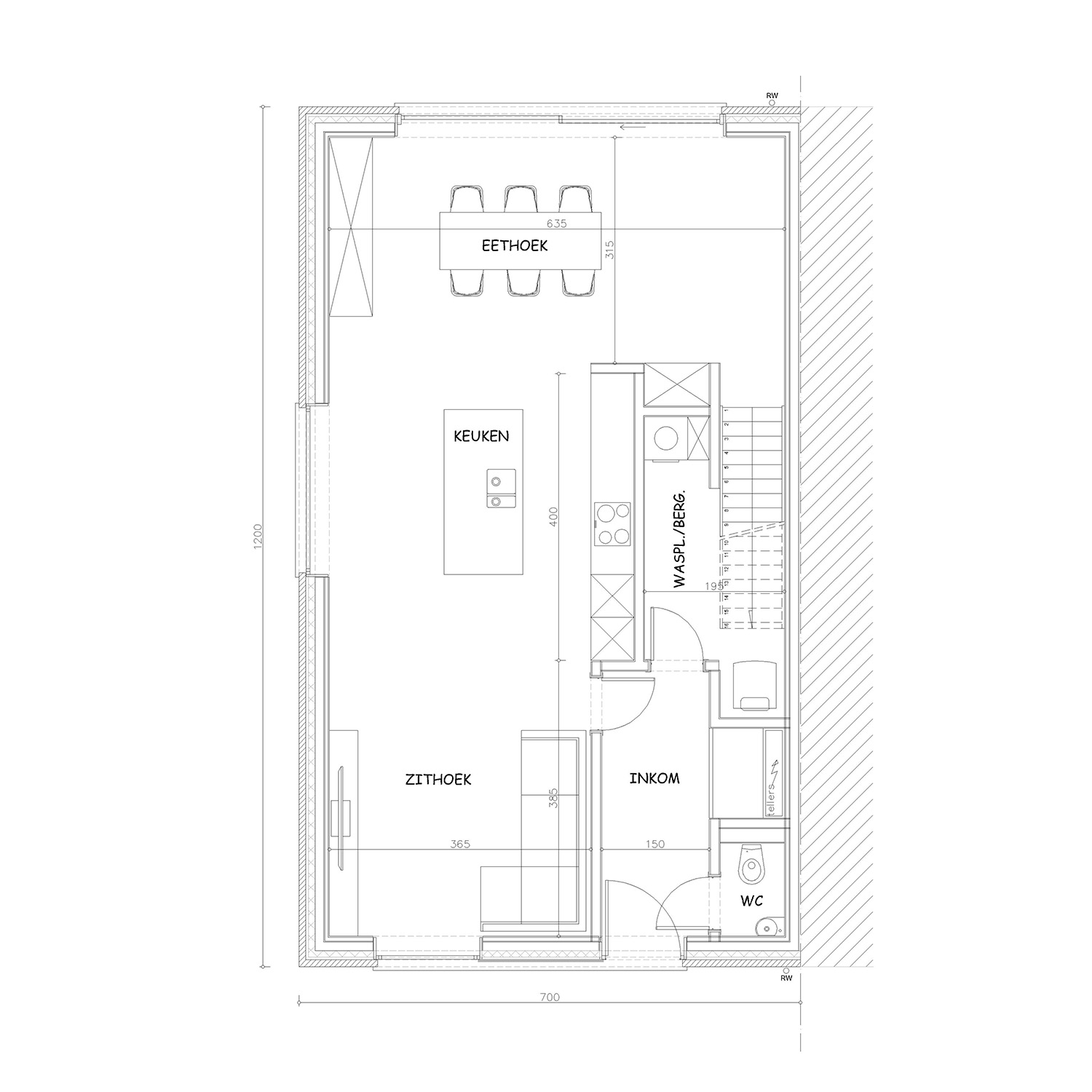 Sibomat inspiratiewoning grondplan T36 gelijkvloers