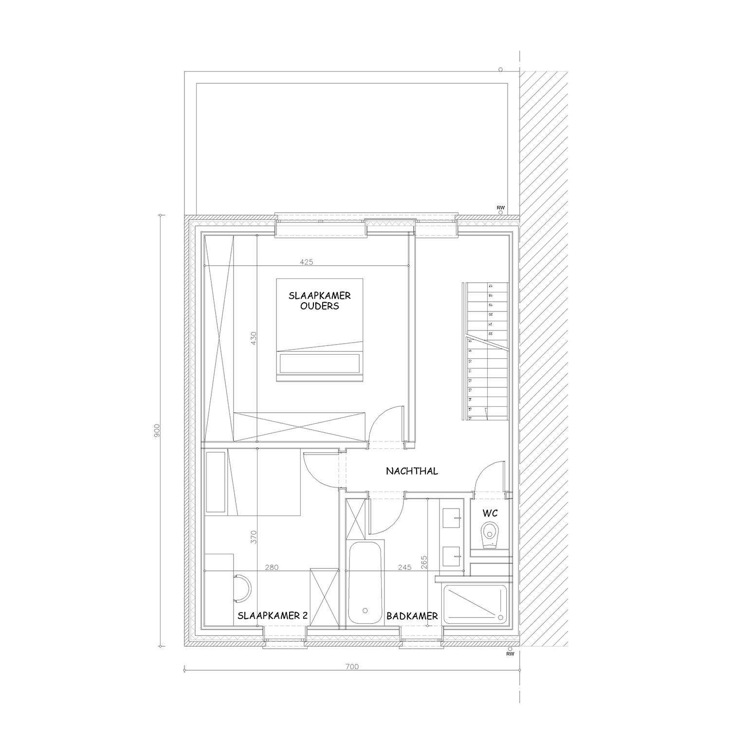 Sibomat inspiratiewoning grondplan T36 verdiep