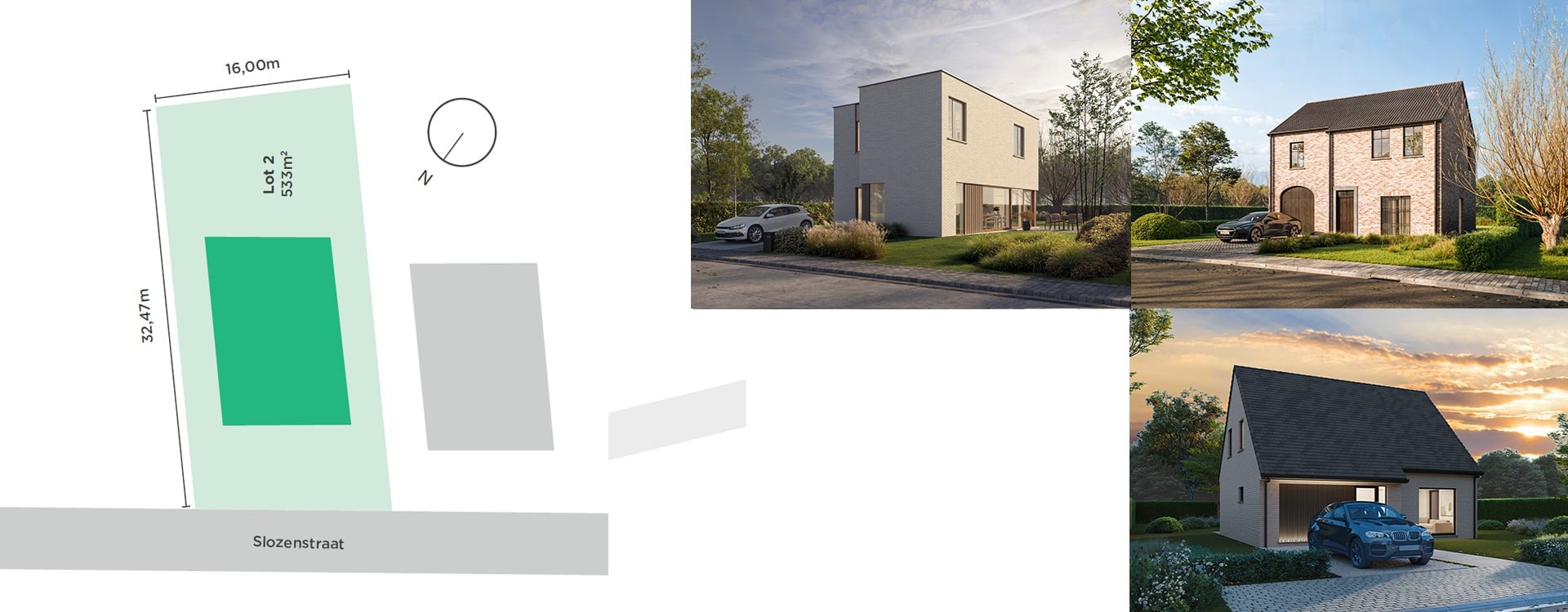 Bouwgrond met woningvoorbeelden in Meise – lot 2 Slozenstraat