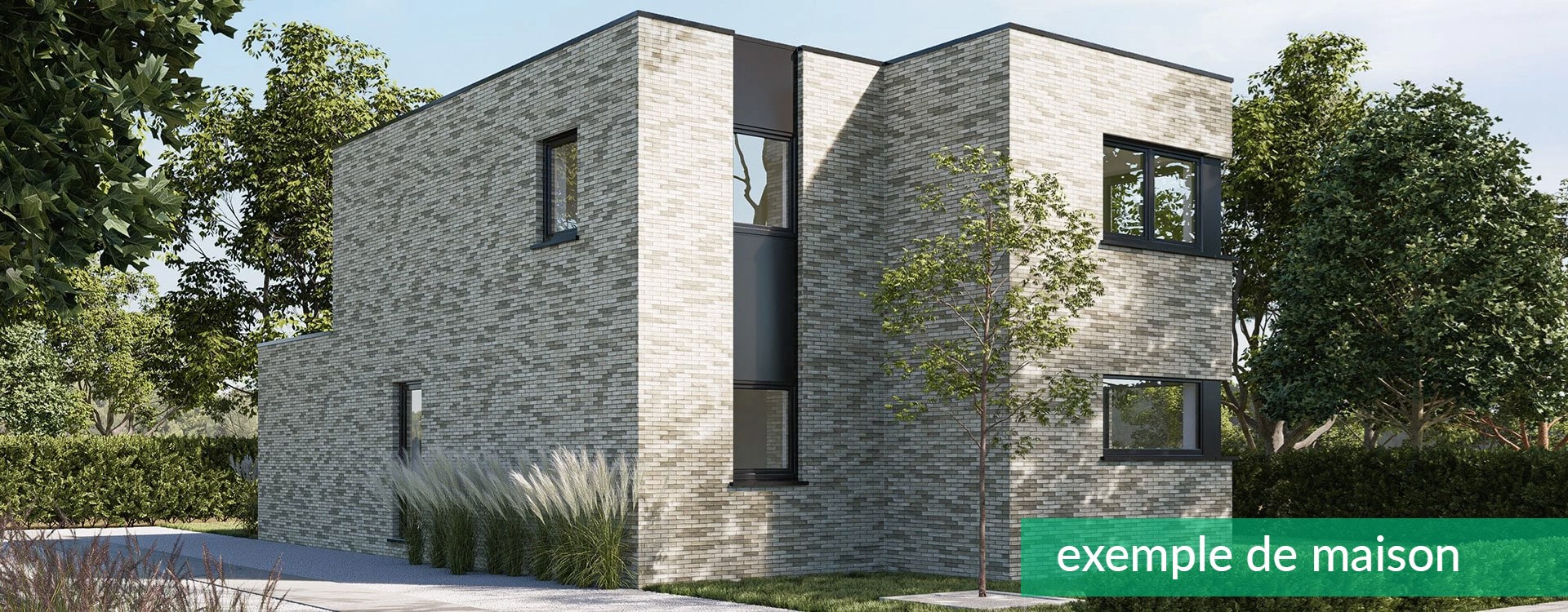 Exemple de maison pour le projet Blijenberg à Leefdaal : maison moderne à toit plat en brique claire