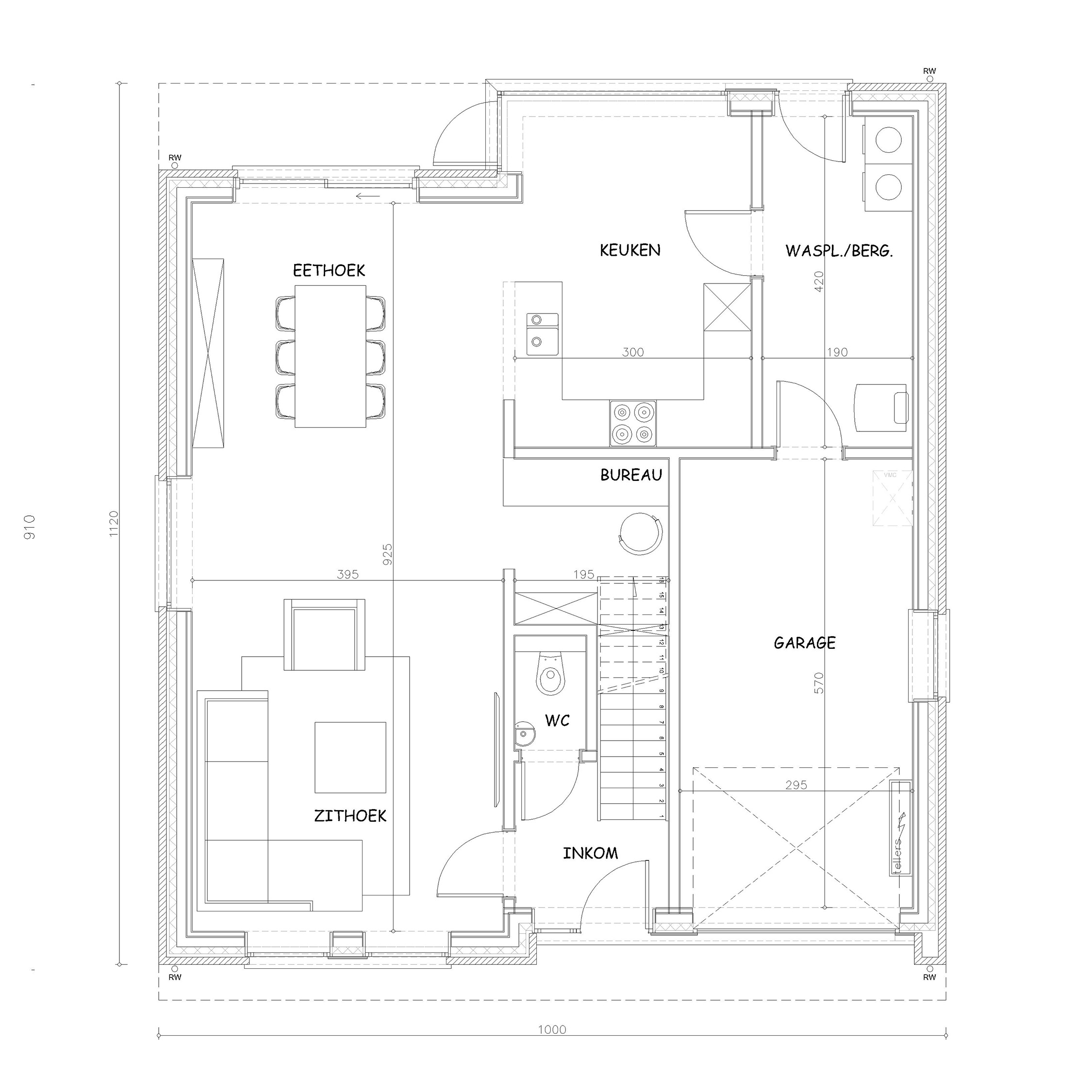 Sibomat inspiratiewoning grondplan T10 gelijkvloers