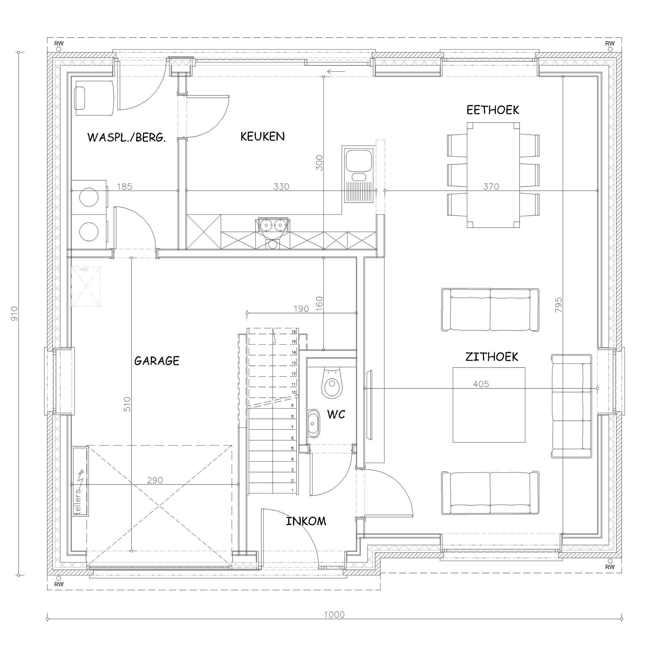 Sibomat inspiratiewoning grondplan T4 gelijkvloers