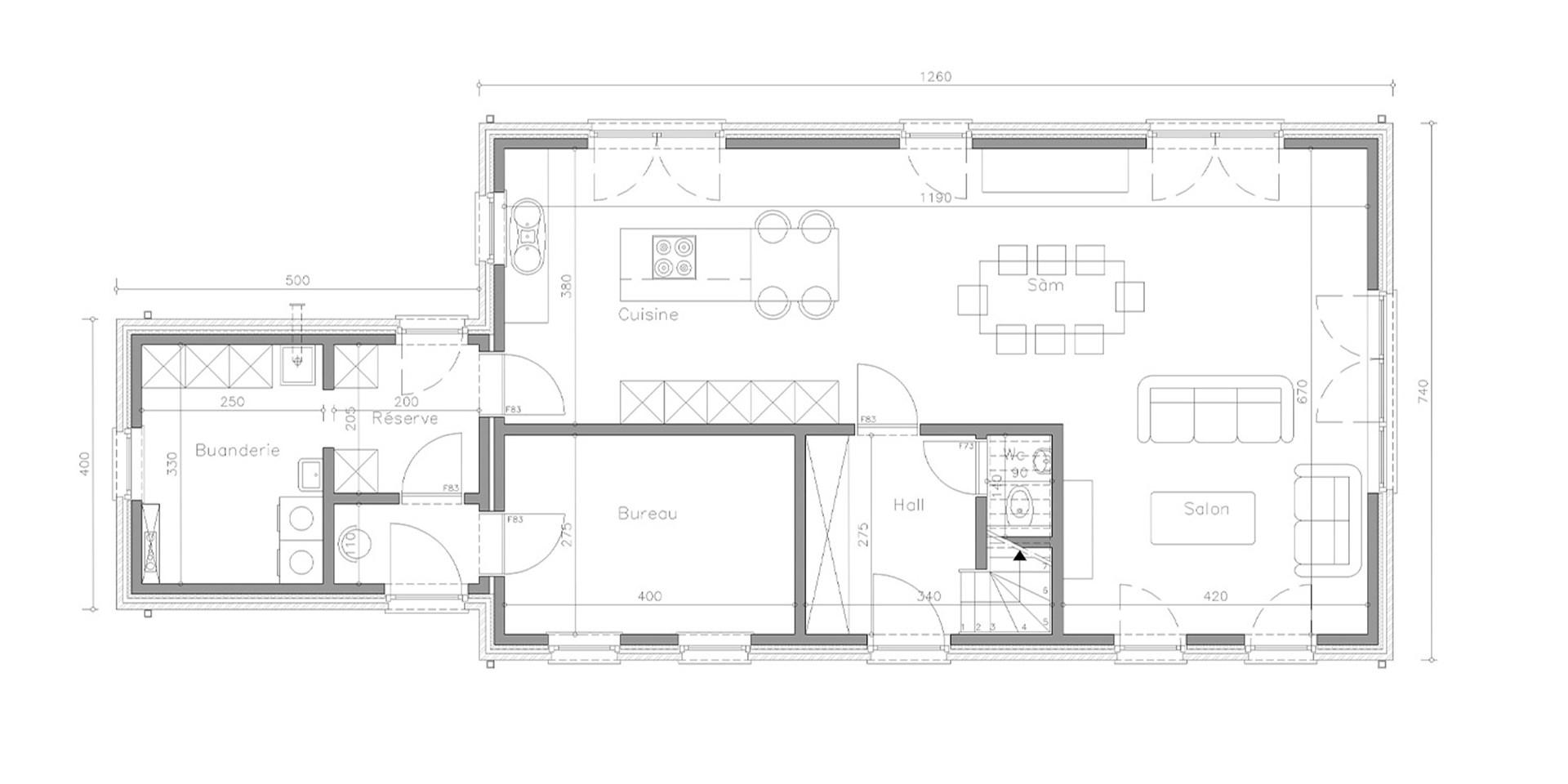 Sibomat T30 plan de maison rez-de-chaussée