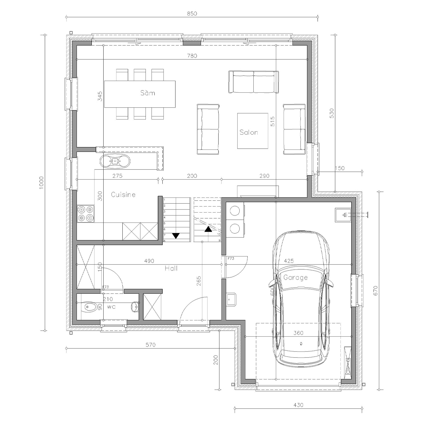 Sibomat T34 plan de maison rez-de-chaussée