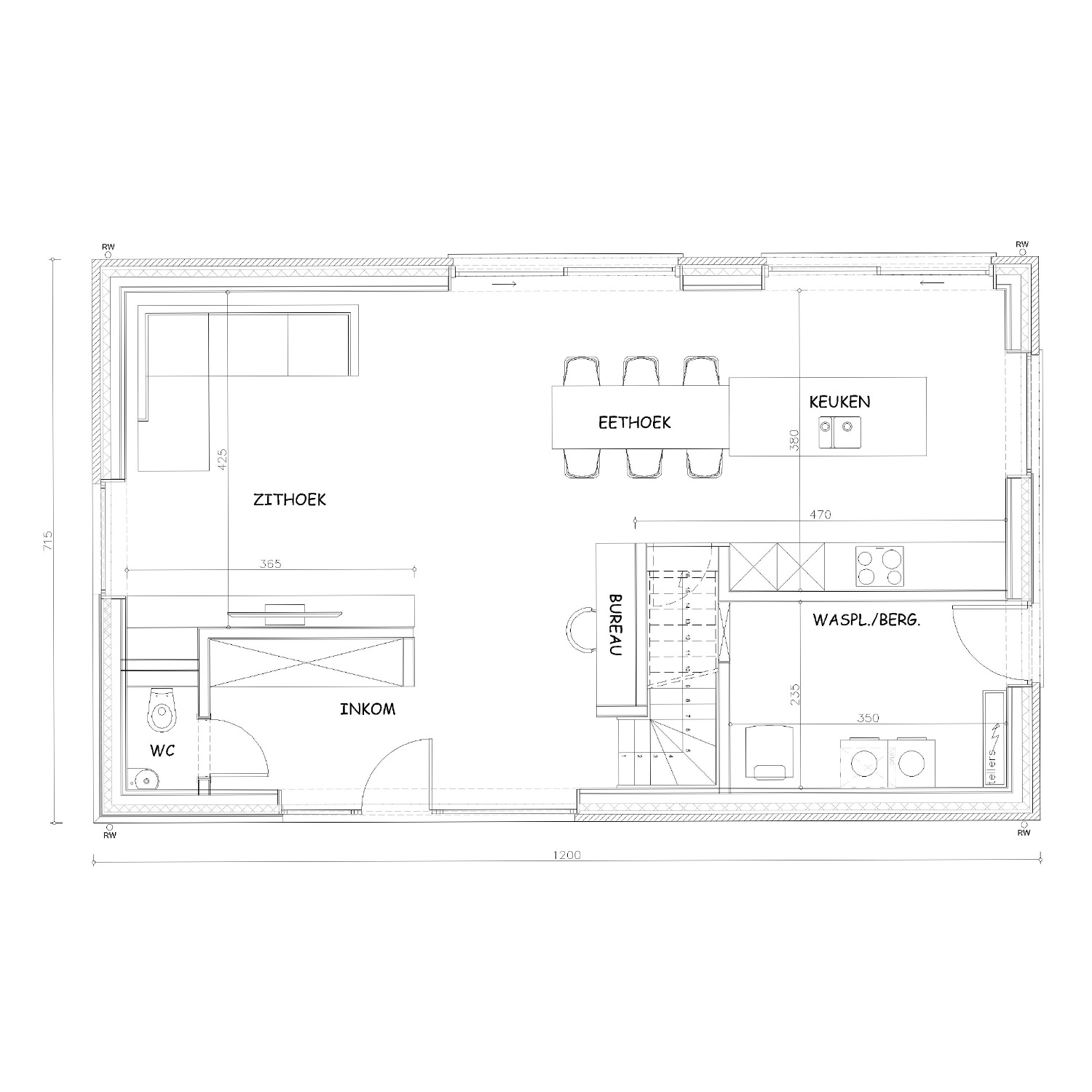 Sibomat inspiratiewoning grondplan T22 gelijkvloers