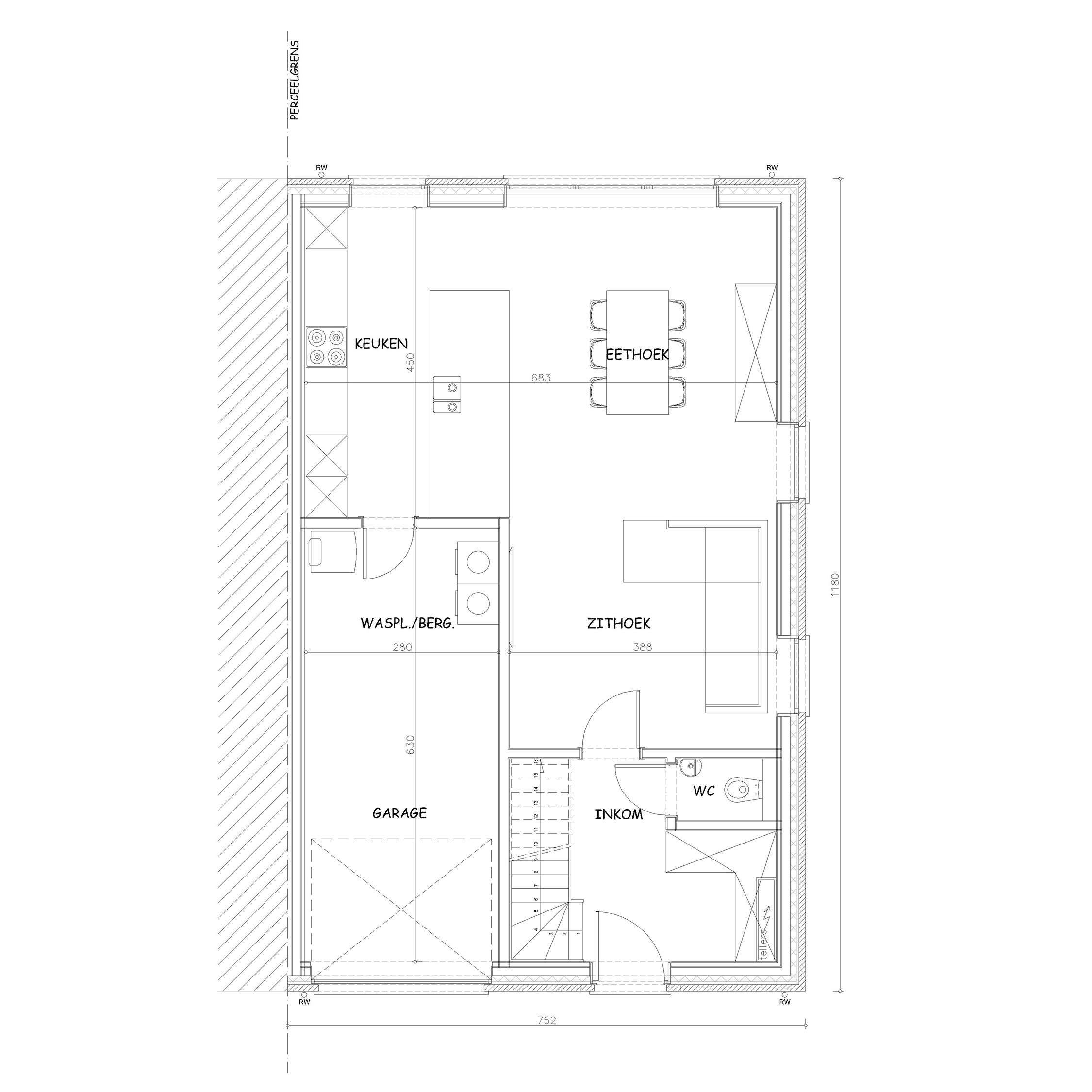 Sibomat inspiratiewoning grondplan C4 gelijkvloers