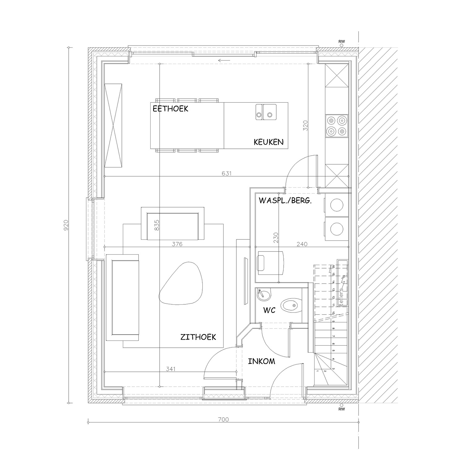 Sibomat inspiratiewoning grondplan T6 gelijkvloers
