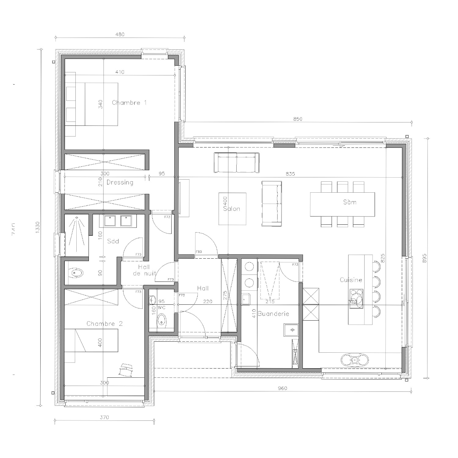 Sibomat T26W plan de maison rez-de-chaussée