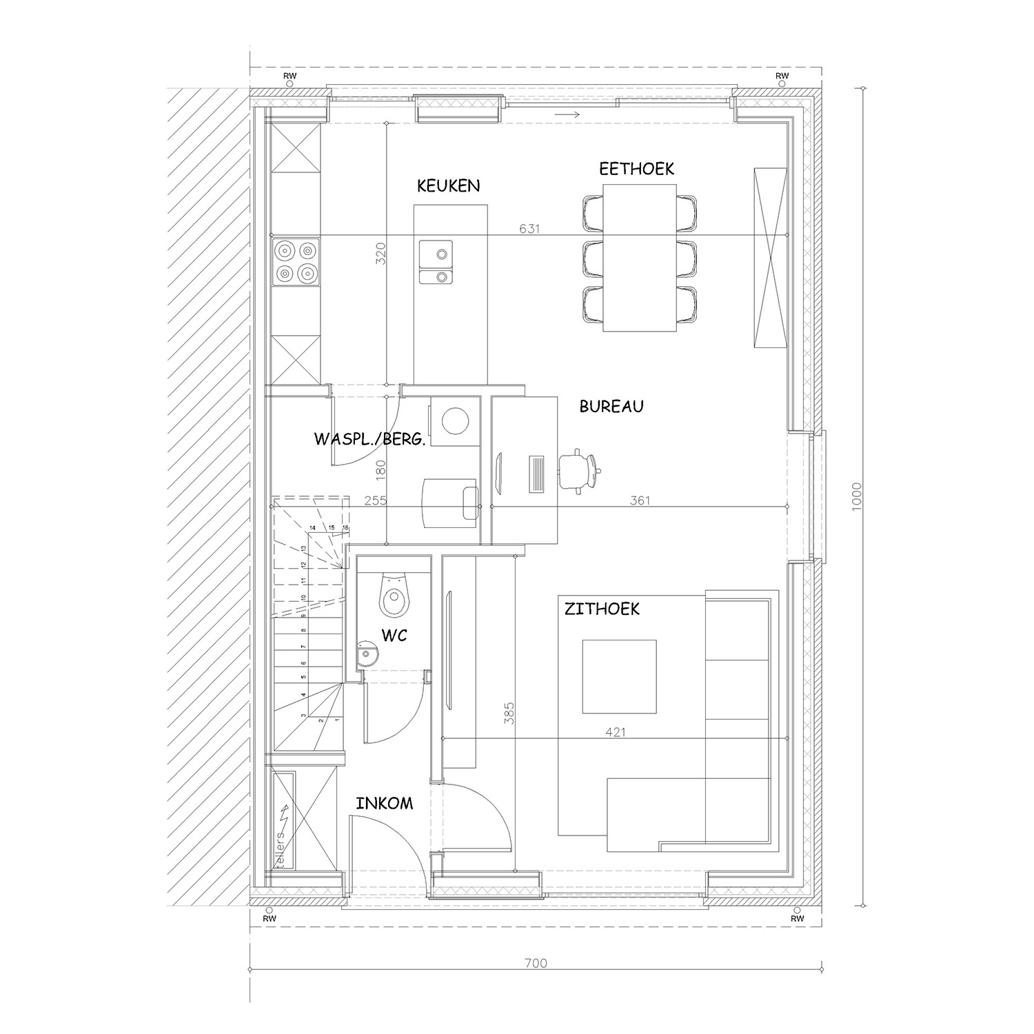 Sibomat inspiratiewoning grondplan T1 gelijkvloers