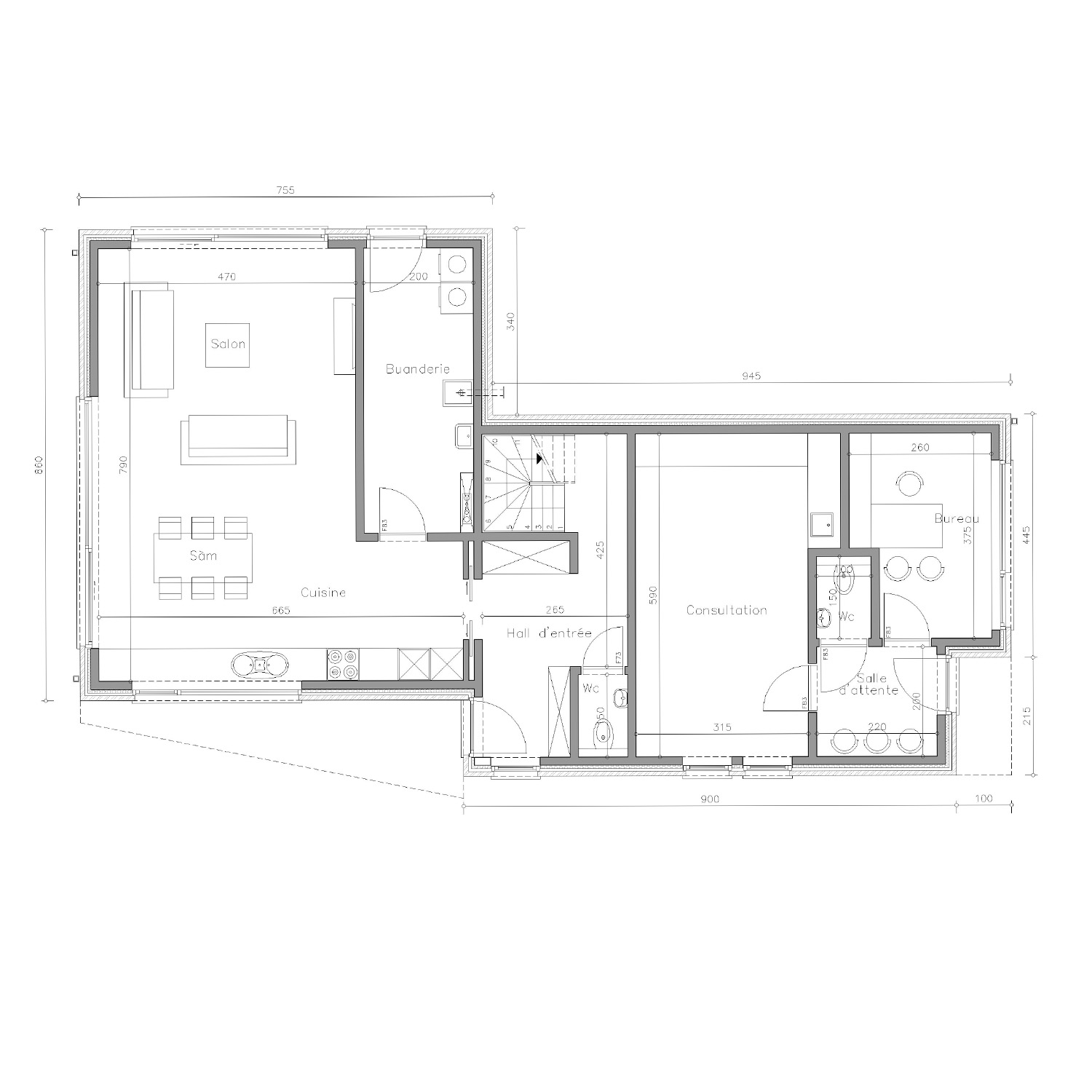 Sibomat T28 plan de maison rez-de-chaussée