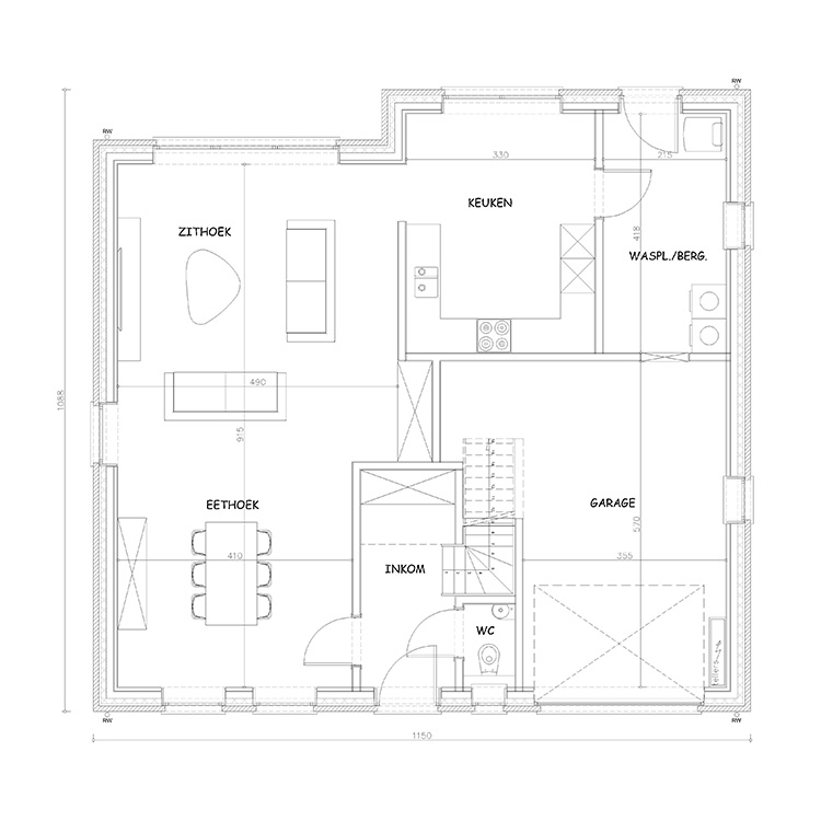 Sibomat inspiratiewoning grondplan C8 gelijkvloers